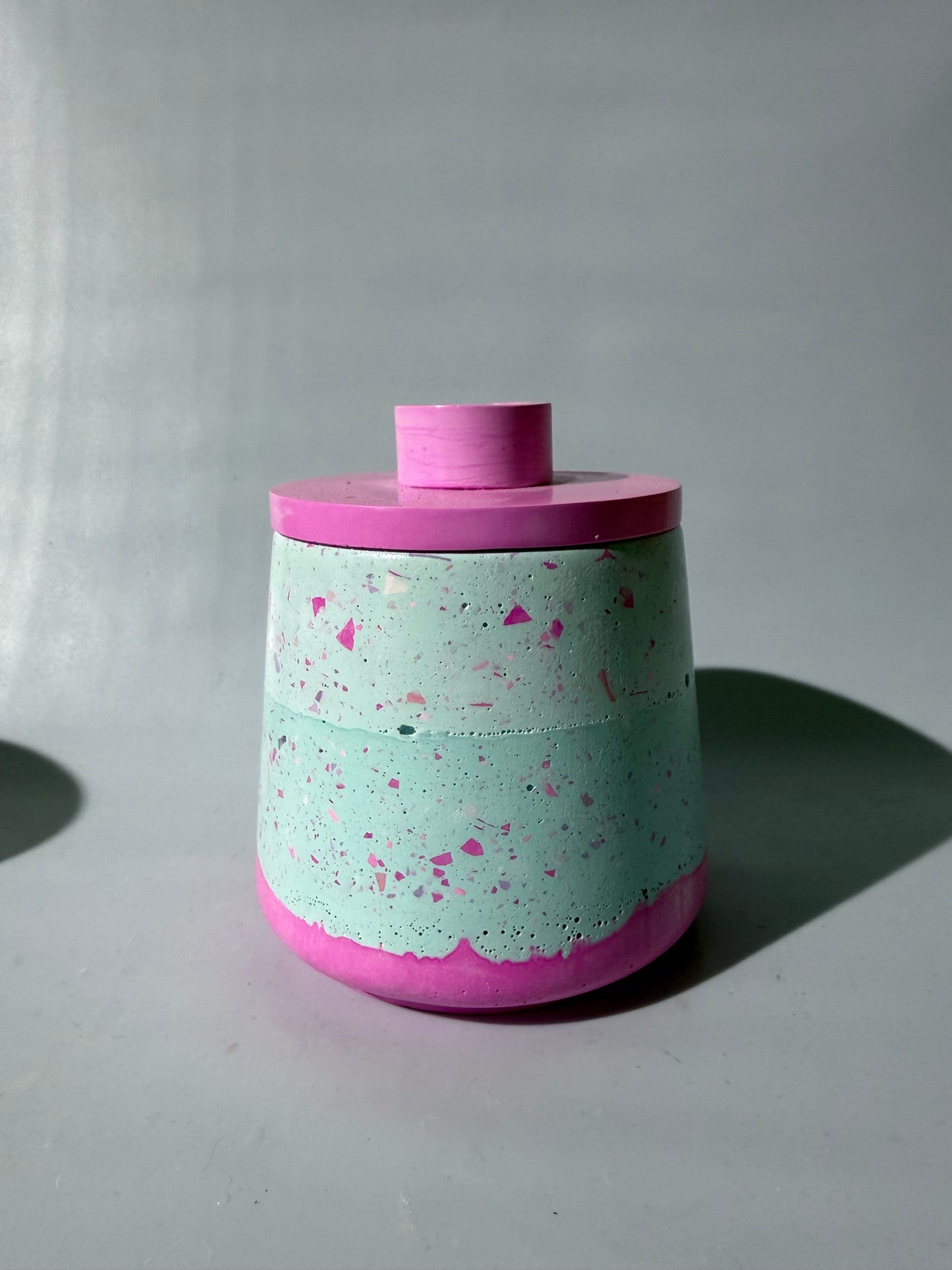 Kerzenhalter - Kerzenbehälter- Becher mit Deckel - bunt
