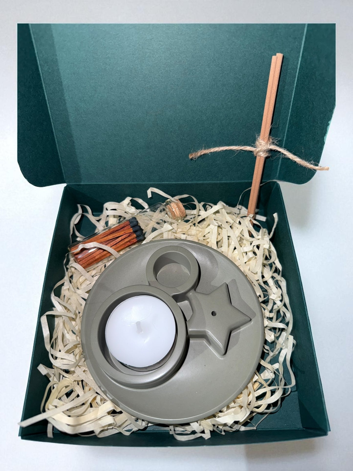 Geschenkset - Räucherstäbchenhalter- Teelichthalter - Streichhölzer- Weihnachten - Advent