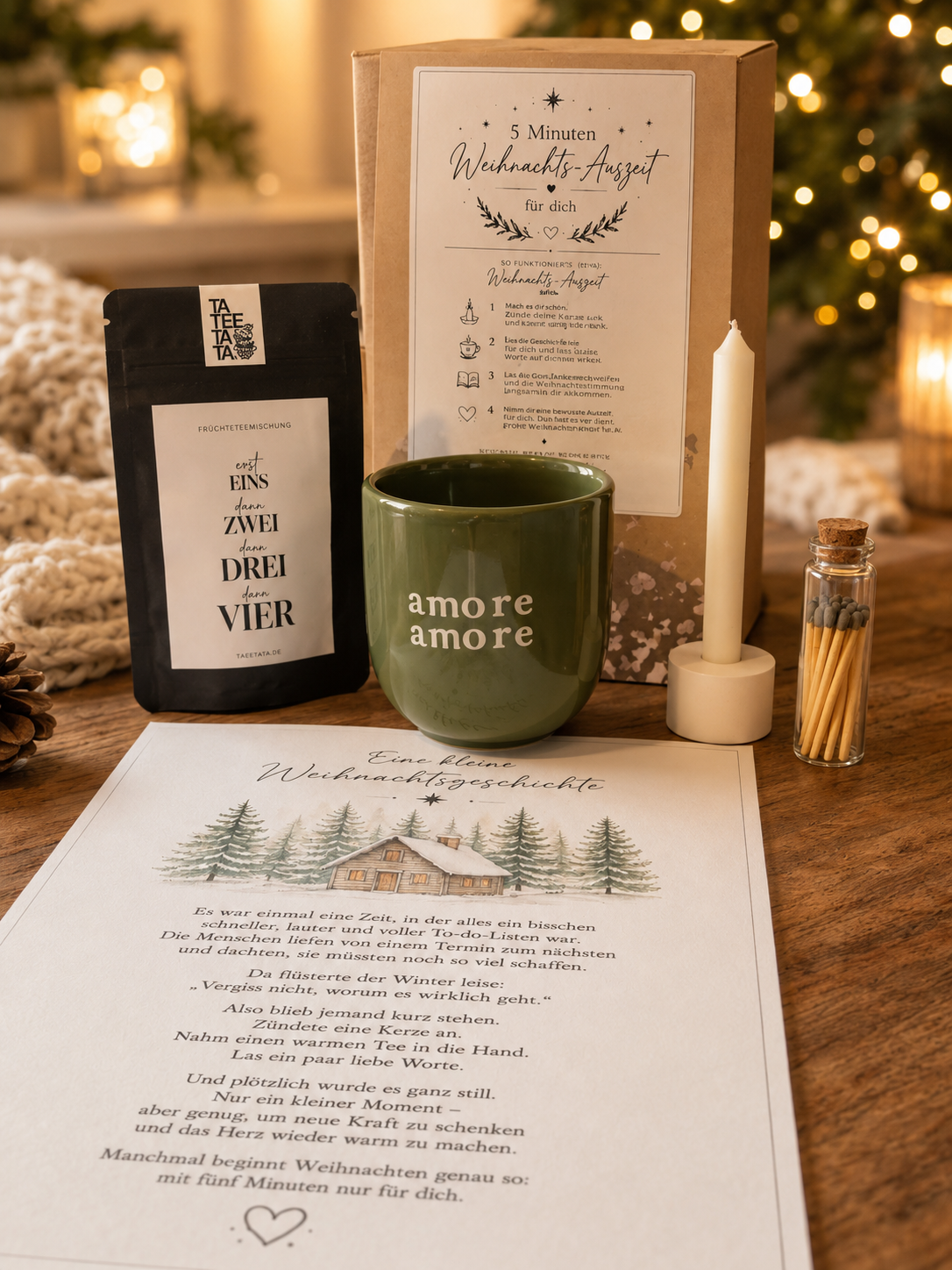 5 Minuten Weihnachts-Auszeit für dich | Geschenkset mit Kerze, Tee & Weihnachtsgeschichte