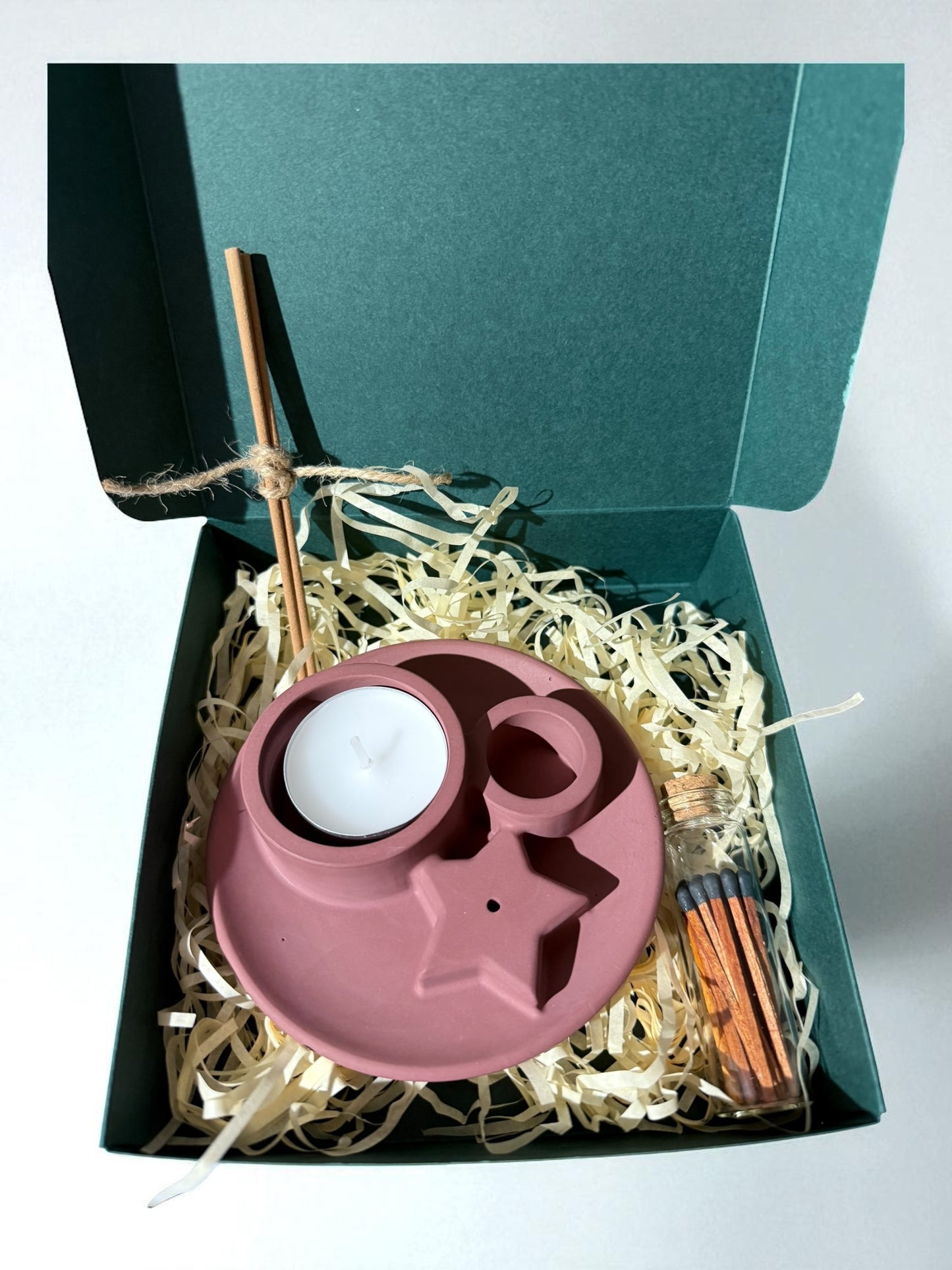 Geschenkset - Räucherstäbchenhalter- Teelichthalter - Streichhölzer- Weihnachten - Advent