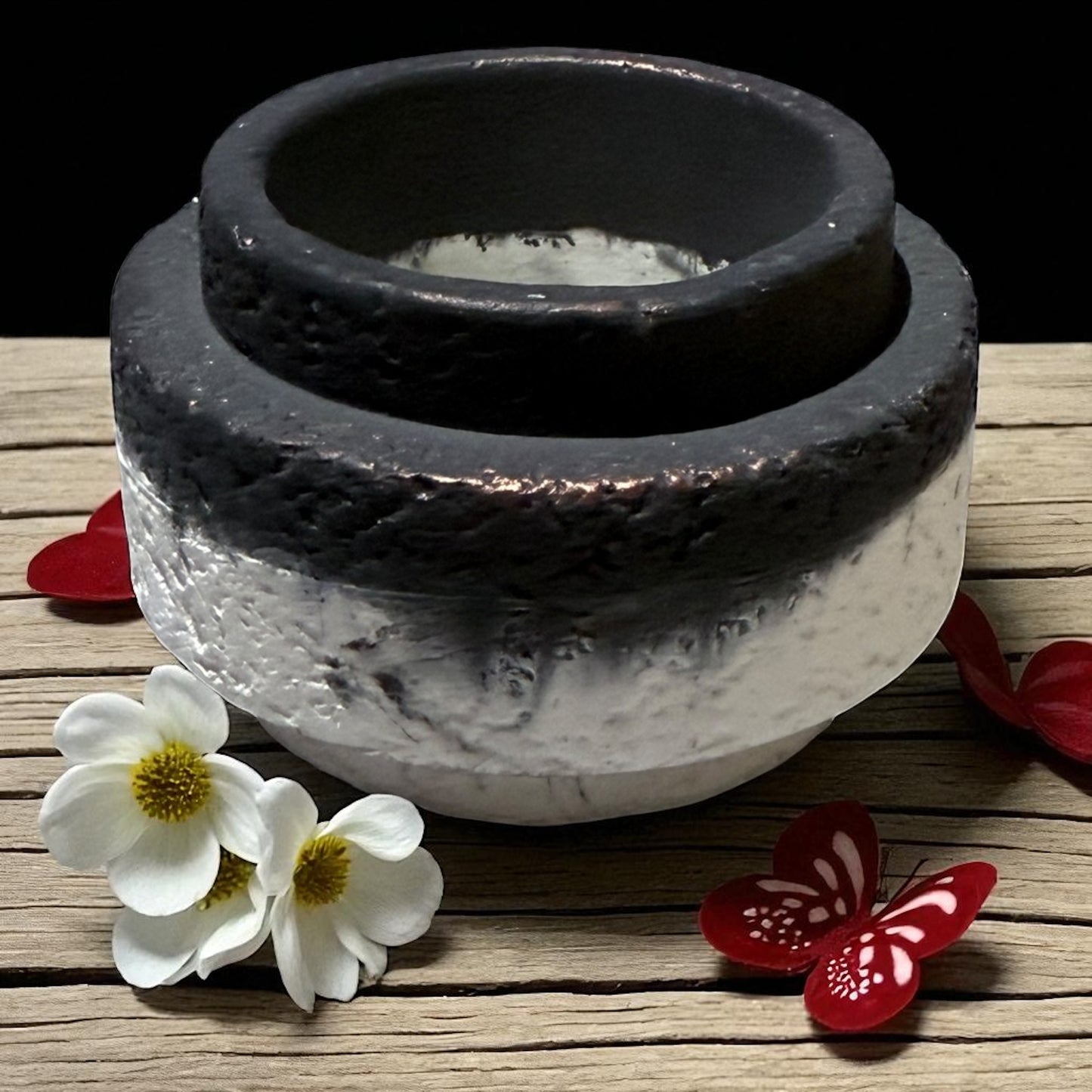 Teelichthalter | Streichholzhalter| Stabkerzenhalter - 3 in 1 Kerzenhalter in Lavastein Optik