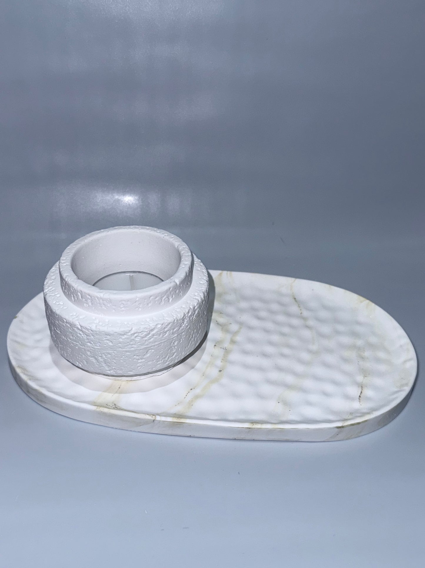 Teelichthalter | Streichholzhalter| Stabkerzenhalter - 3 in 1 Kerzenhalter in Lavastein Optik