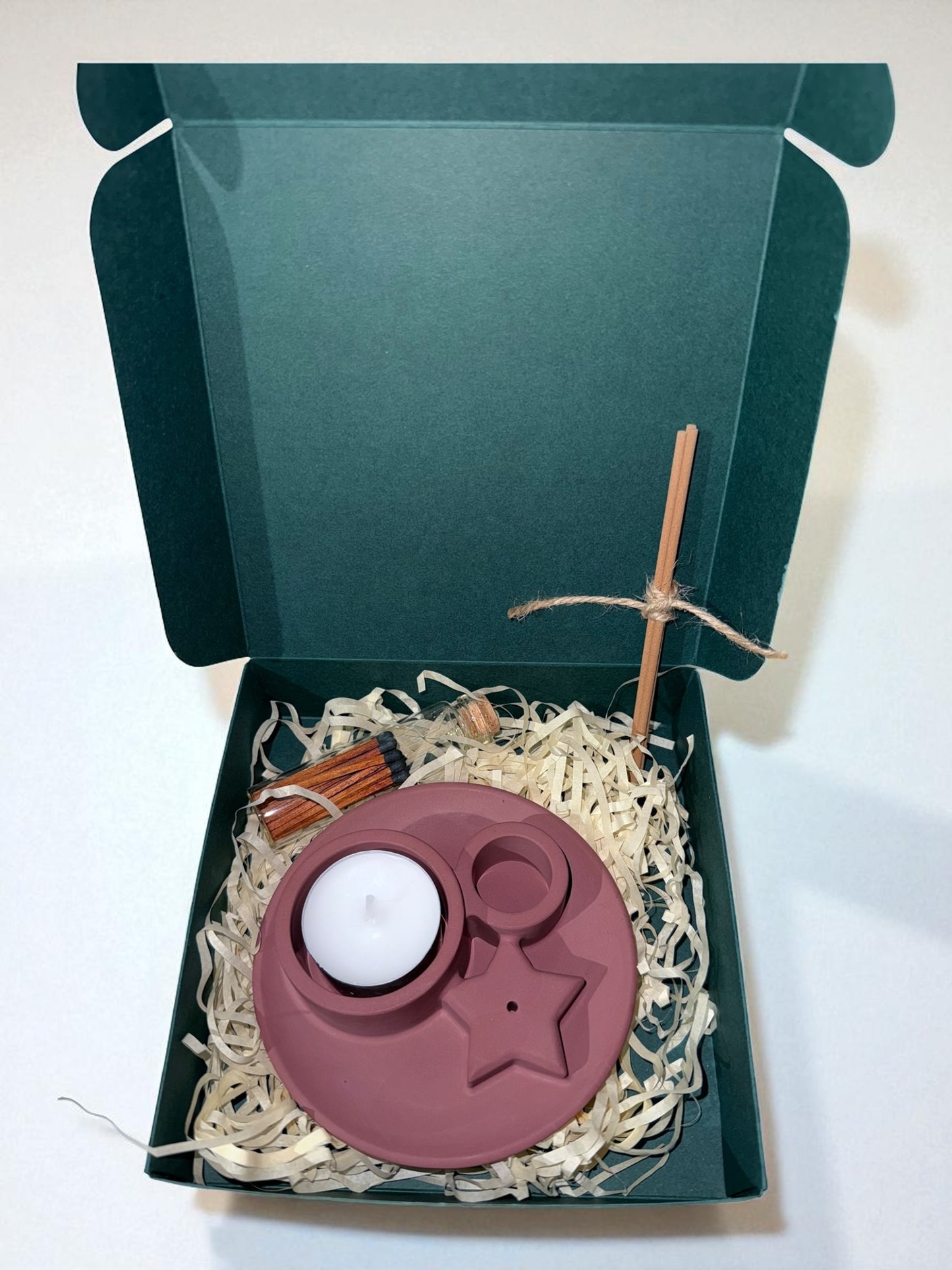 Geschenkset - Räucherstäbchenhalter- Teelichthalter - Streichhölzer- Weihnachten - Advent