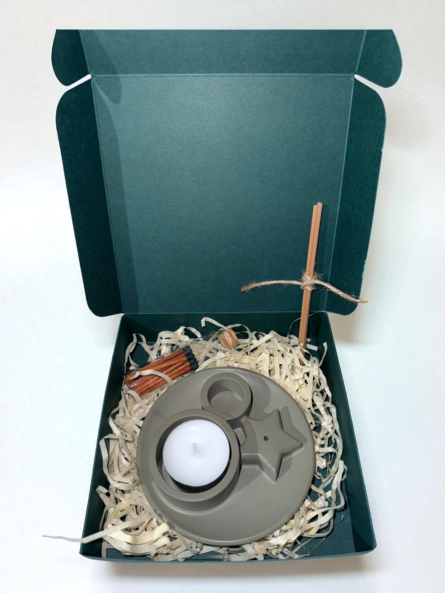 Geschenkset - Räucherstäbchenhalter- Teelichthalter - Streichhölzer- Weihnachten - Advent