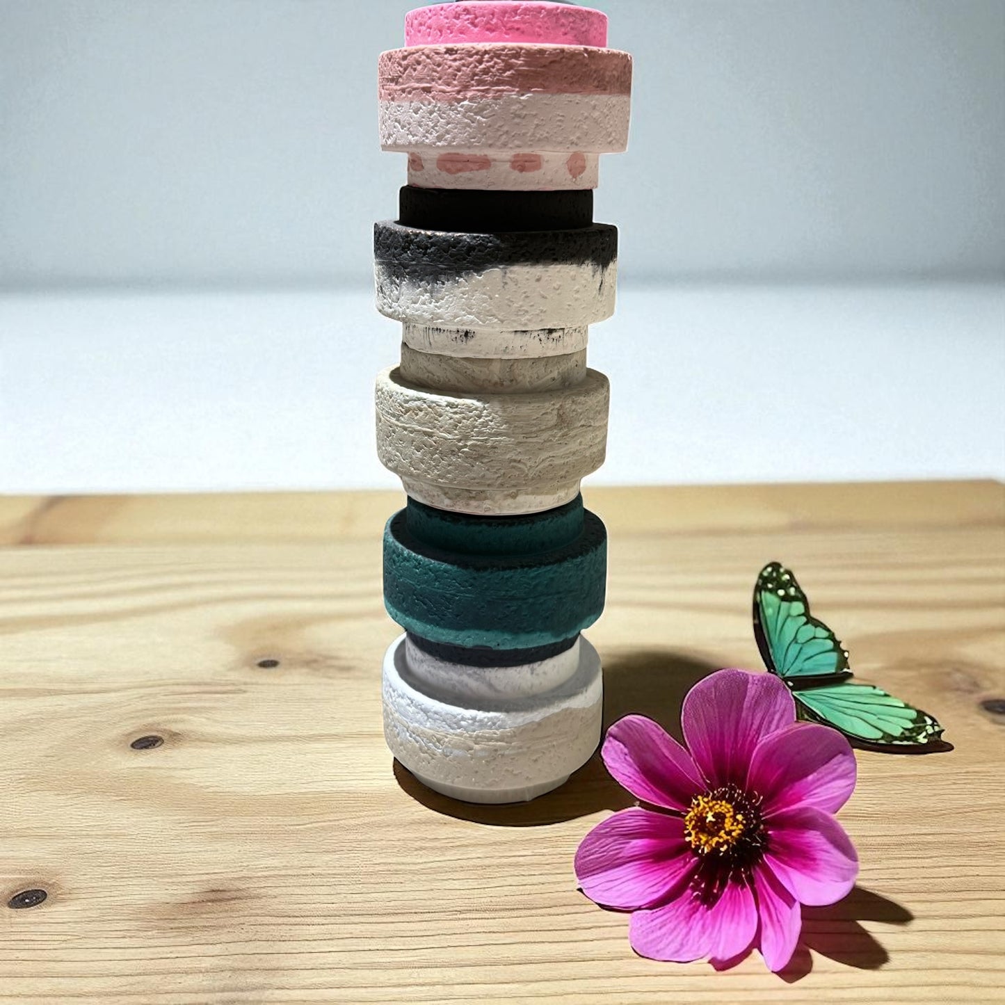 Teelichthalter | Streichholzhalter| Stabkerzenhalter - 3 in 1 Kerzenhalter in Lavastein Optik