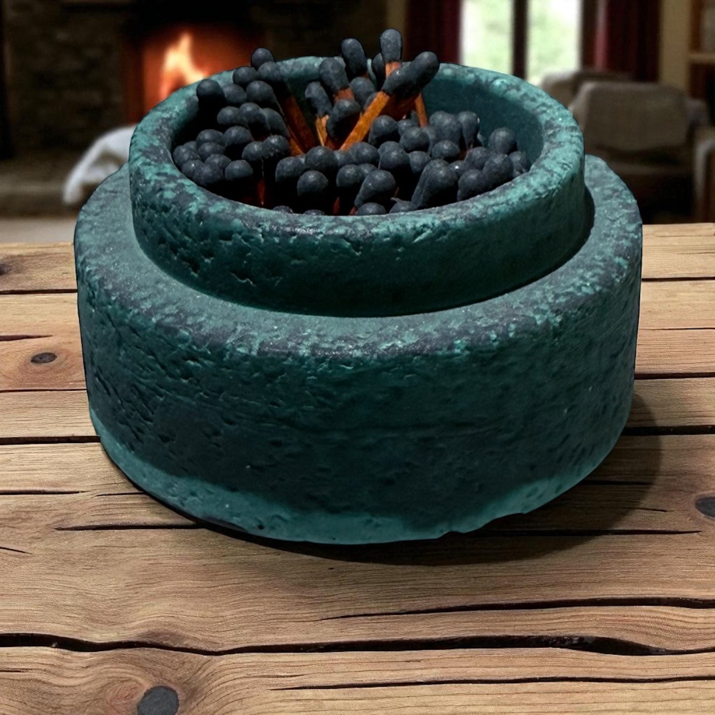 Teelichthalter | Streichholzhalter| Stabkerzenhalter - 3 in 1 Kerzenhalter in Lavastein Optik