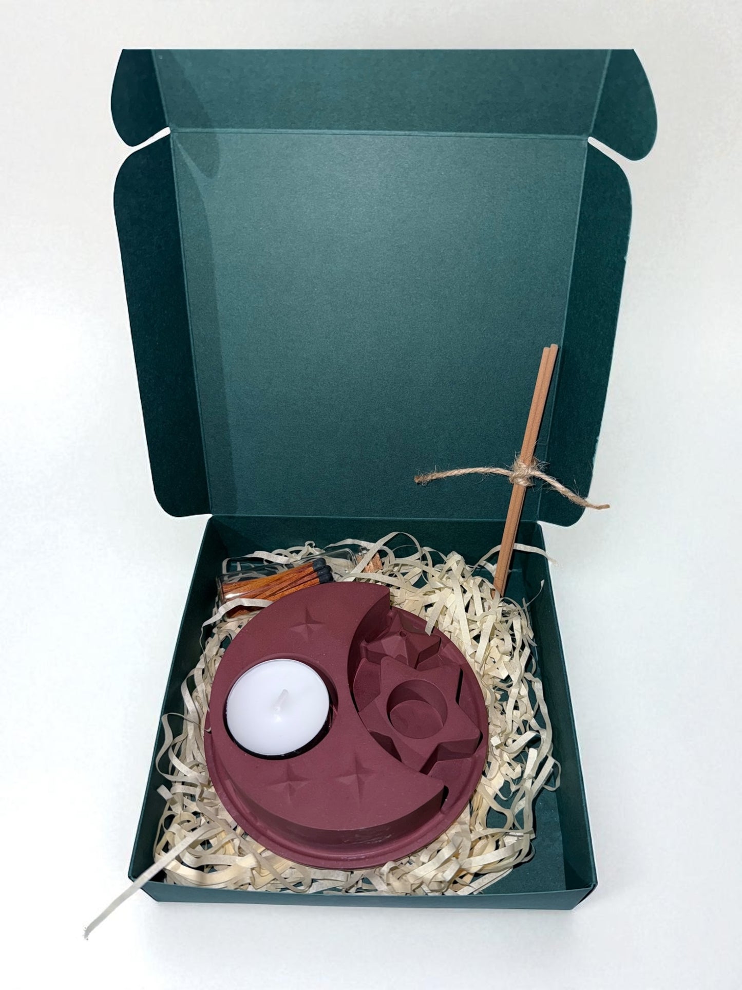 Geschenkset - Räucherstäbchenhalter- Teelichthalter - Streichhölzer- Weihnachten - Advent