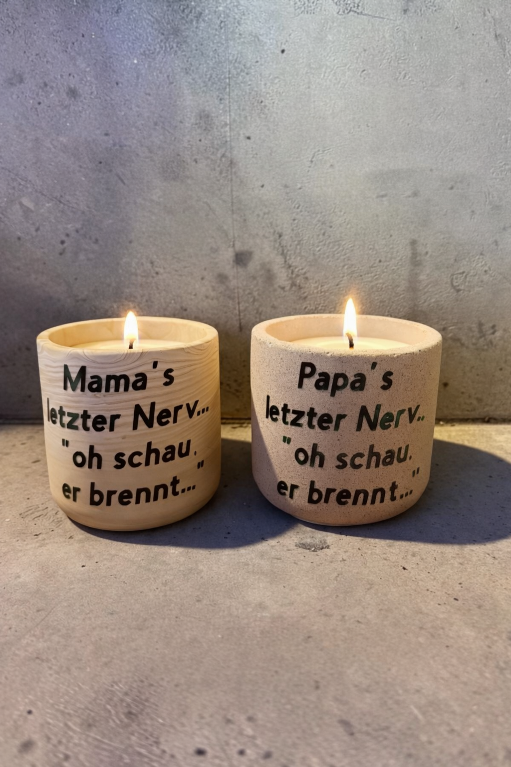 Mama’s / Papa’s letzter Nerv – Handmade Kerze mit Spruch