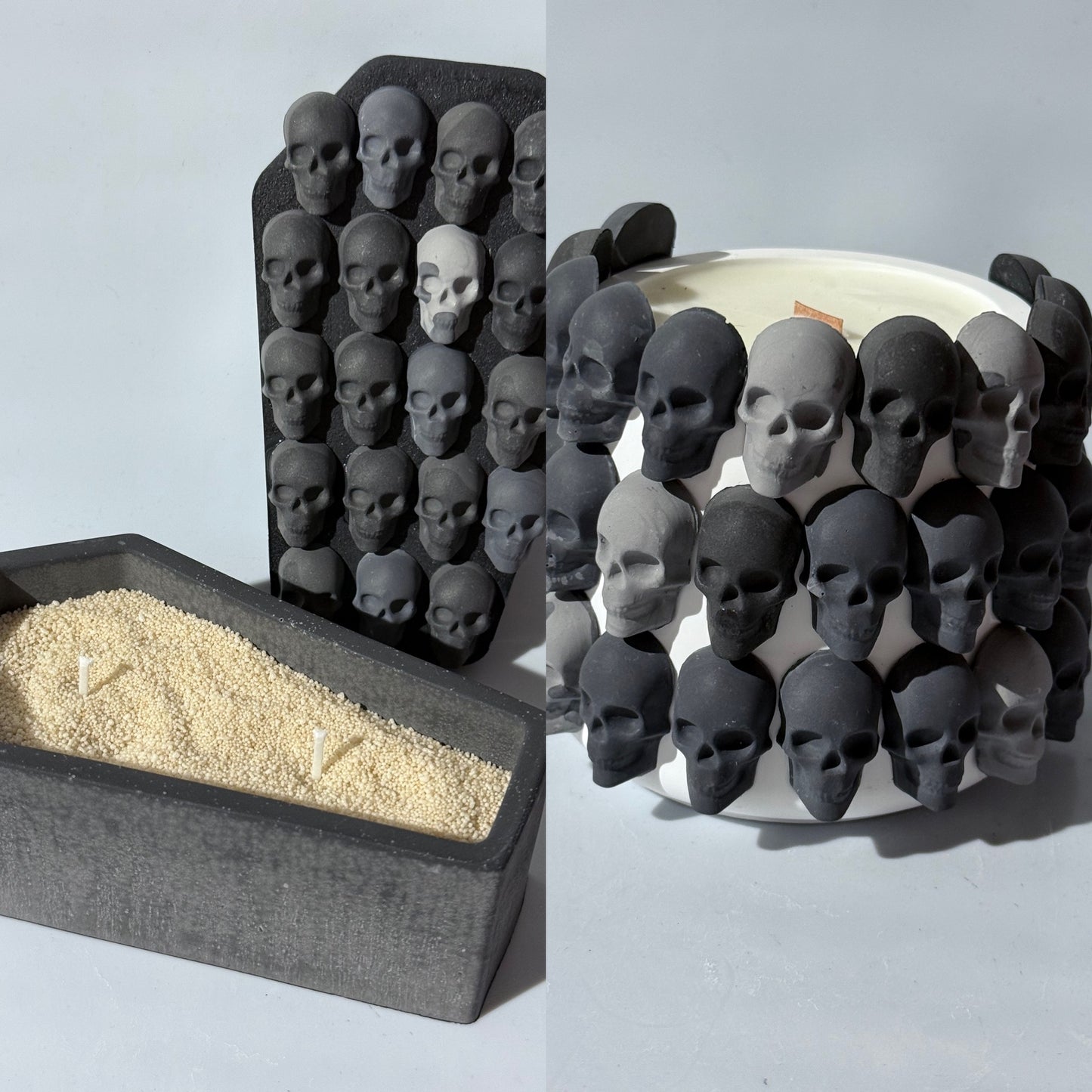 Halloween Kerze - Totenkopf- Kerze - Handmade - Gießmasse