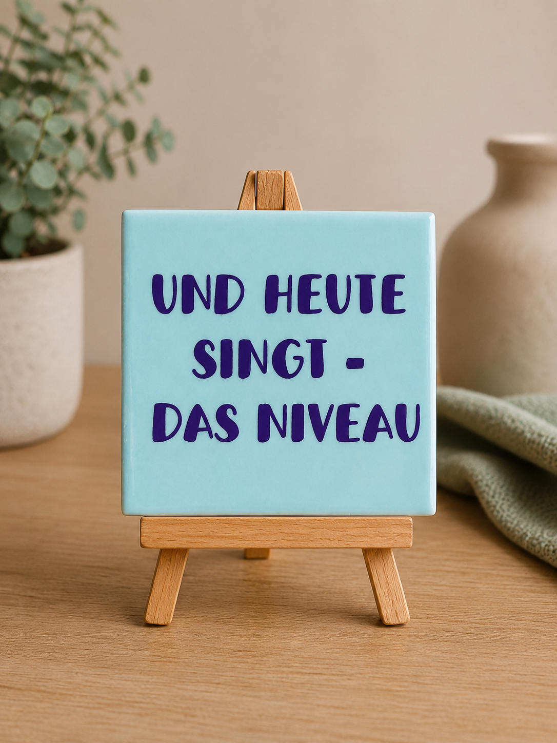 Spruch-Kachel – "Und heute singt - das Niveau "