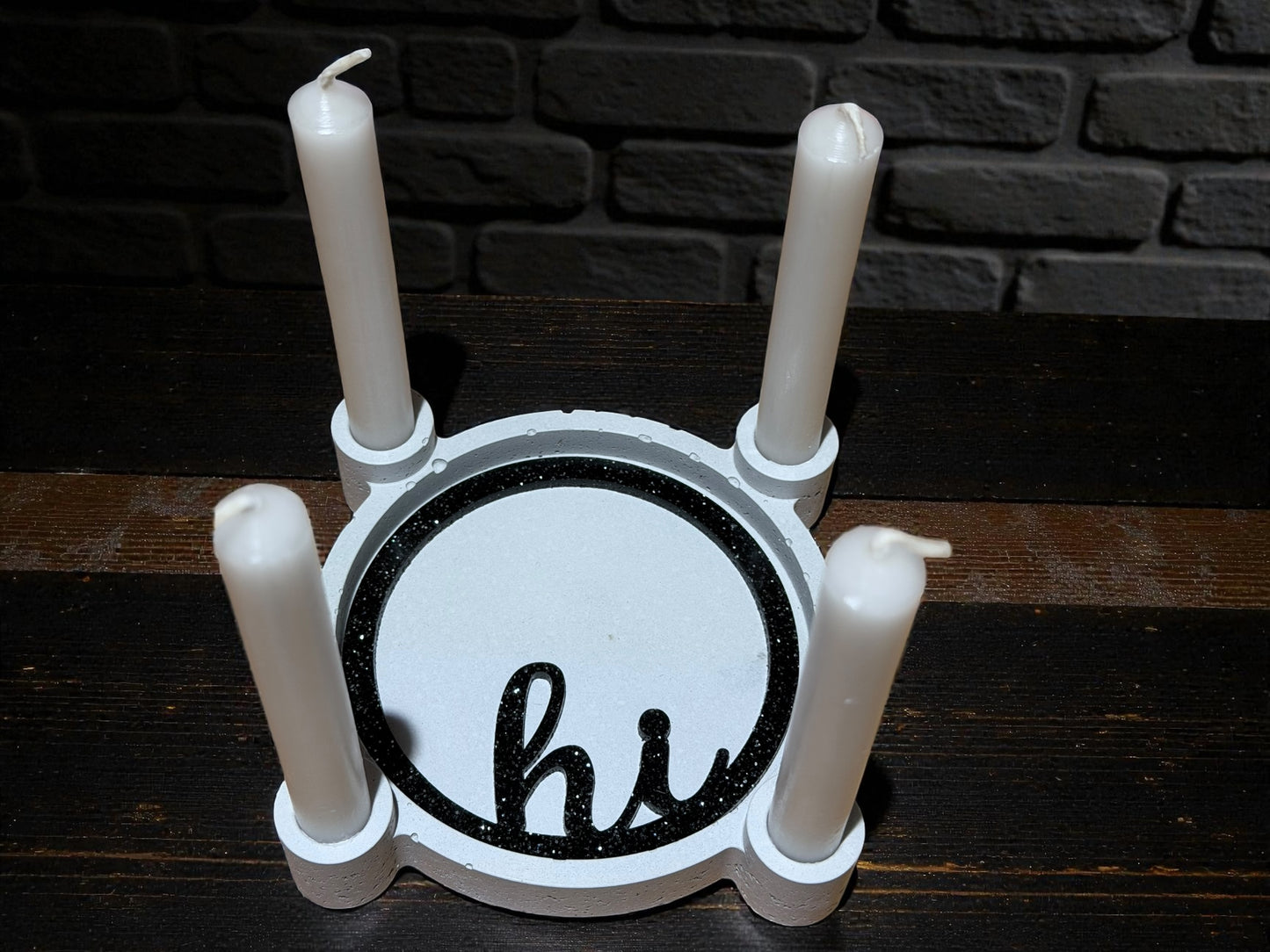 Handgefertigtes Kerzenhalter-Set mit Kerzen & austauschbarem Inlay