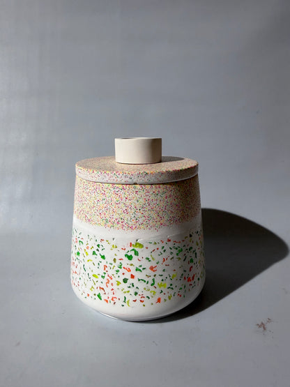 Kerzenhalter - Kerzenbehälter- Becher mit Deckel - bunt