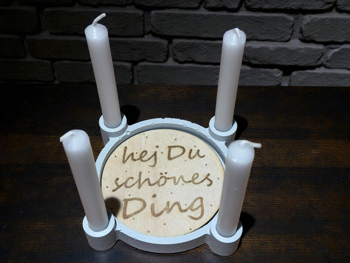 Handgefertigtes Kerzenhalter-Set mit Kerzen & austauschbarem Inlay