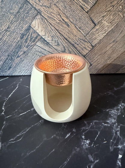 Duftlampe aus hochwertiger Gießmasse – Handgemachte Duftwaschslampe – Minimalistische Deko – Meditationszubehör