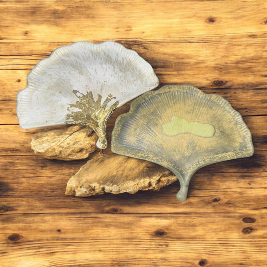 Ginkgo Blatt Schale aus Gießmasse – Handgemachte Schmuckschale – Natur Deko, Räucherschale, spirituelles Geschenk
