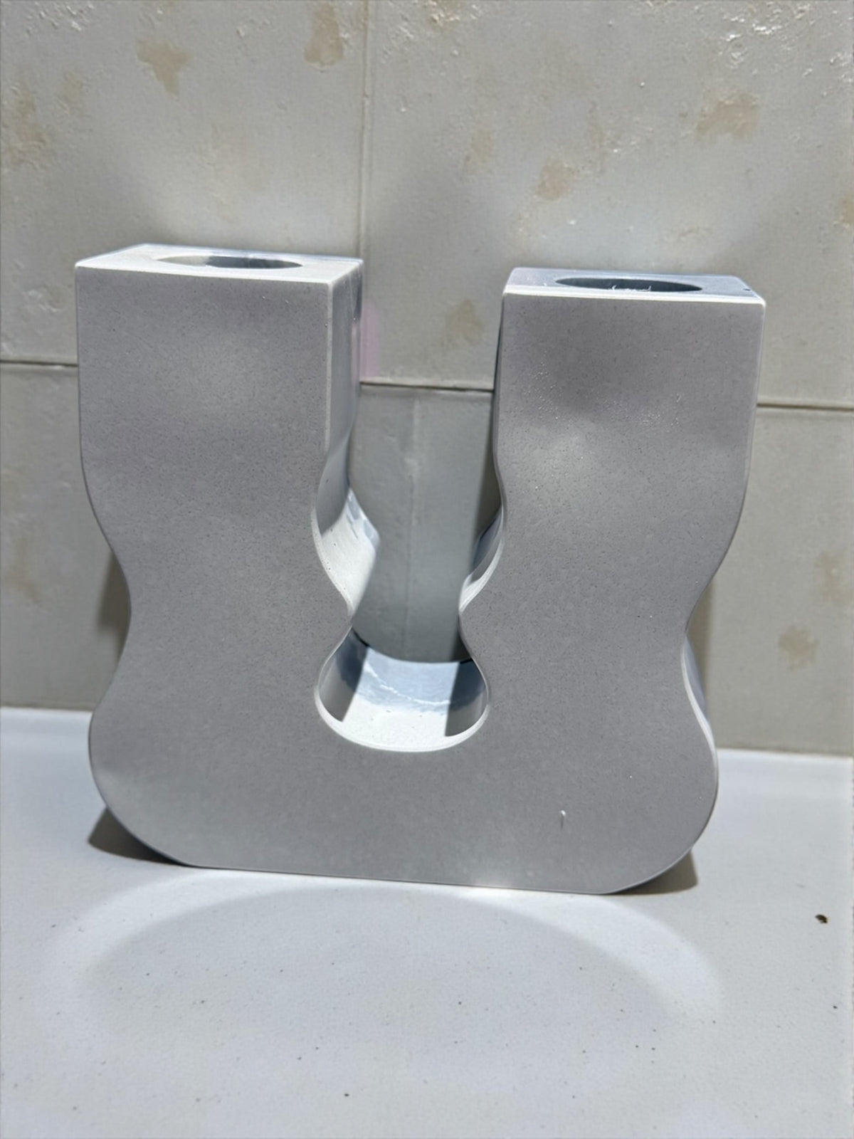 Doppelter Kerzenhalter | wellenförmiger Kerzenhalter | betondesign
