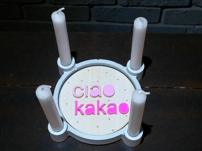 Handgefertigtes Kerzenhalter-Set mit Kerzen & austauschbarem Inlay