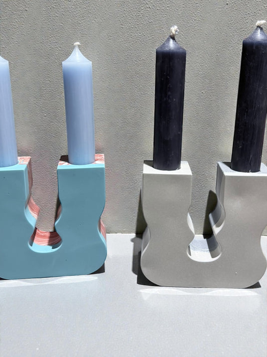 Doppelter Kerzenhalter | wellenförmiger Kerzenhalter | betondesign
