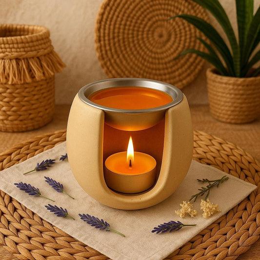 Duftlampe aus hochwertiger Gießmasse – Handgemachte Duftwaschslampe – Minimalistische Deko – Meditationszubehör