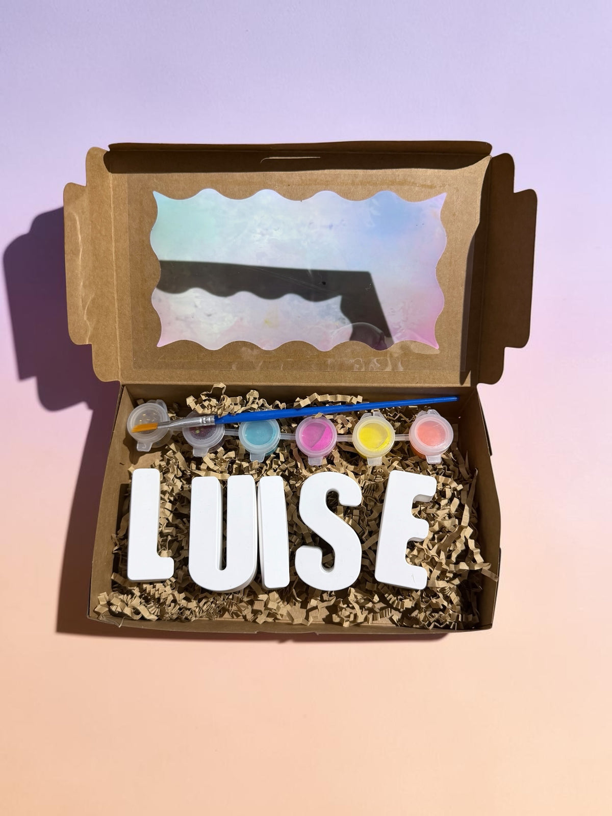 DIY Namensset zum Bemalen – Personalisierbare Buchstaben aus Gießmasse mit Acrylfarben & Pinsel