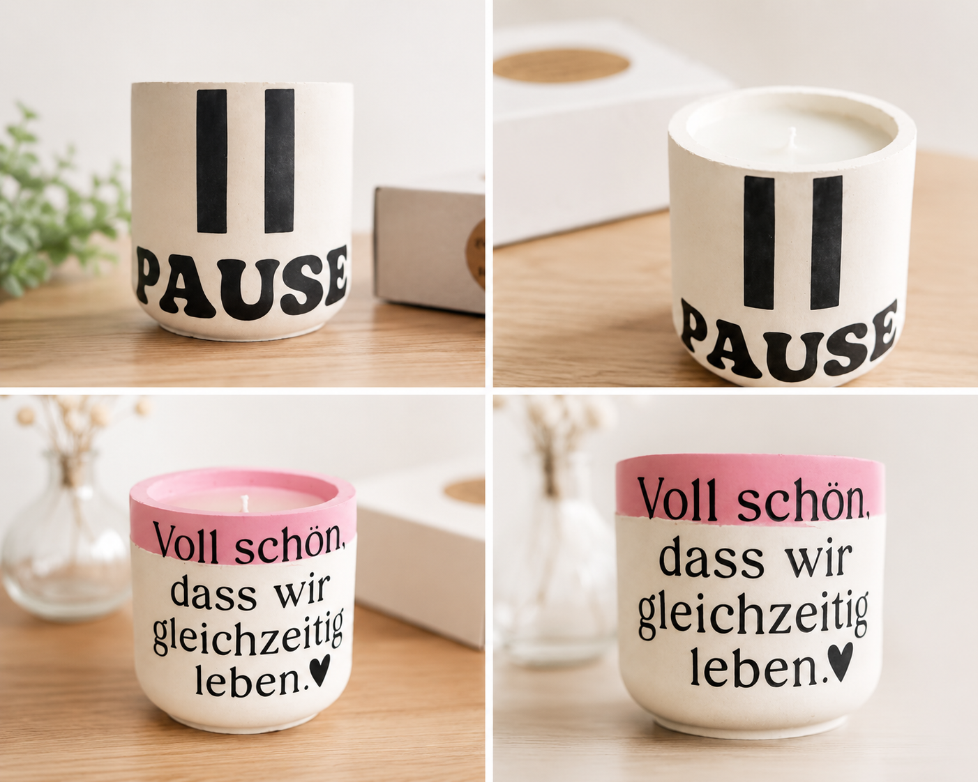 Statement Kerzen, bunte Kerzenbehälter