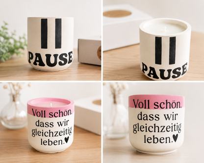 Statement Kerzen, bunte Kerzenbehälter