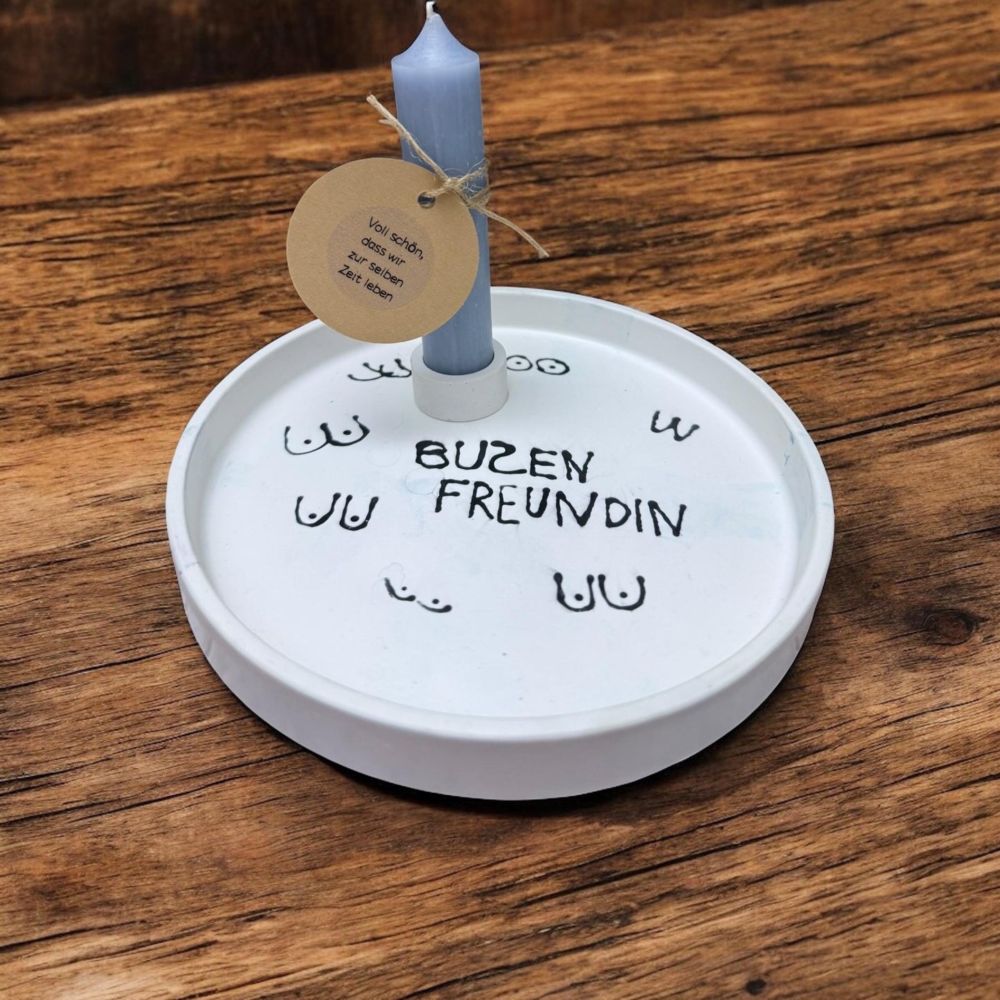 Geschenkset für die beste Freundin – Gießmasse-Teller & bunte Sprüche-Kerzen