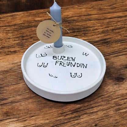 Geschenkset für die beste Freundin – Gießmasse-Teller & bunte Sprüche-Kerzen