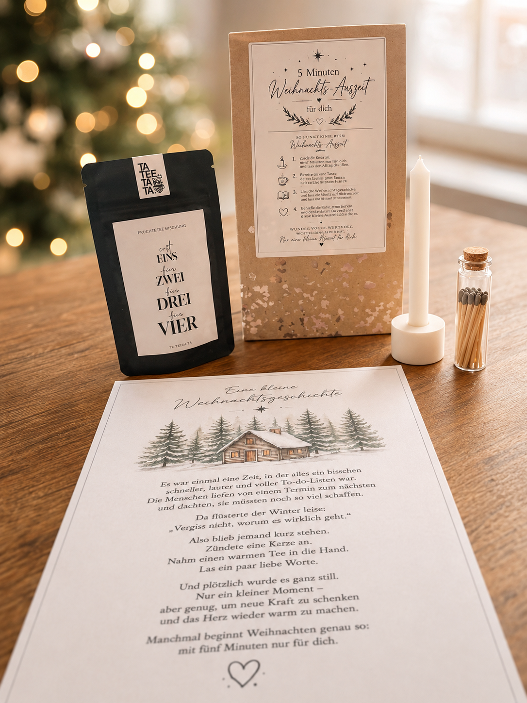5 Minuten Weihnachts-Auszeit für dich | Geschenkset mit Kerze, Tee & Weihnachtsgeschichte