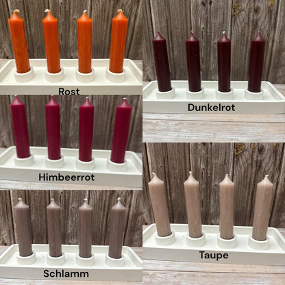 Sets der Stabkerzen 10 cm x 2,2 cm - Kerzenfarm Hahn – tropffrei & rußarm – kurze Deko-Kerzen – Handarbeit – verschiedene Farben