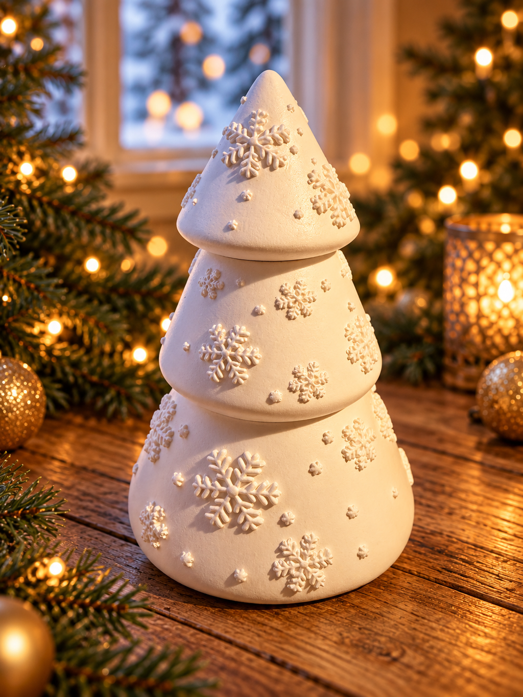 Weihnachtsbaum 3-in-1 – Deko, Kerze & Streichhölzer 🤍
