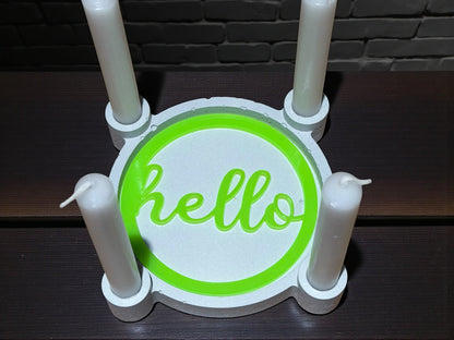 Handgefertigtes Kerzenhalter-Set mit Kerzen & austauschbarem Inlay