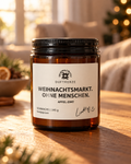 Weihnachtsmarkt ohne Menschen - Duftkerze im Braunglas - 145g