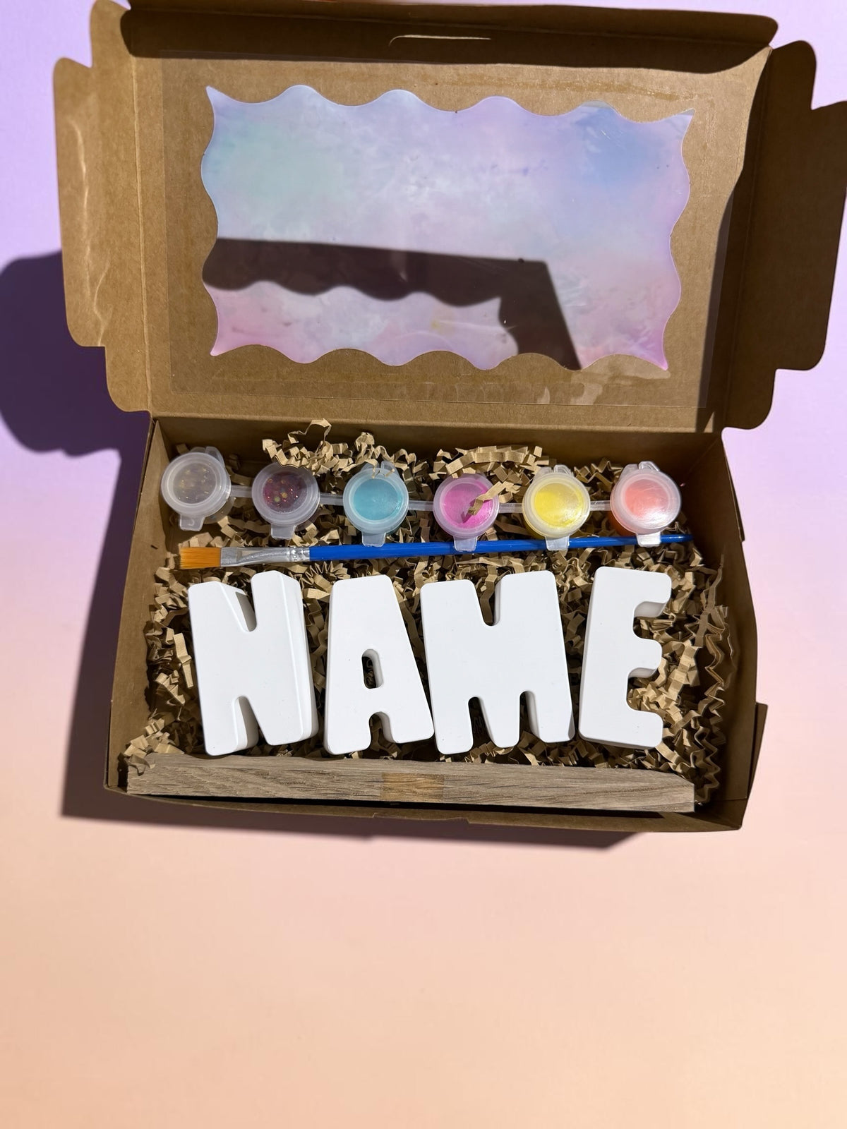 DIY Namensset zum Bemalen – Personalisierbare Buchstaben aus Gießmasse mit Acrylfarben & Pinsel