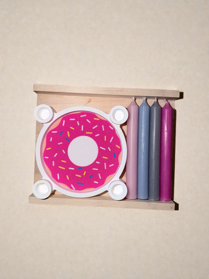 Handgefertigtes Kerzenhalter-Set mit Kerzen & Tablett aus Holz