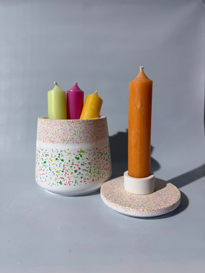 Kerzenhalter - Kerzenbehälter- Becher mit Deckel - bunt
