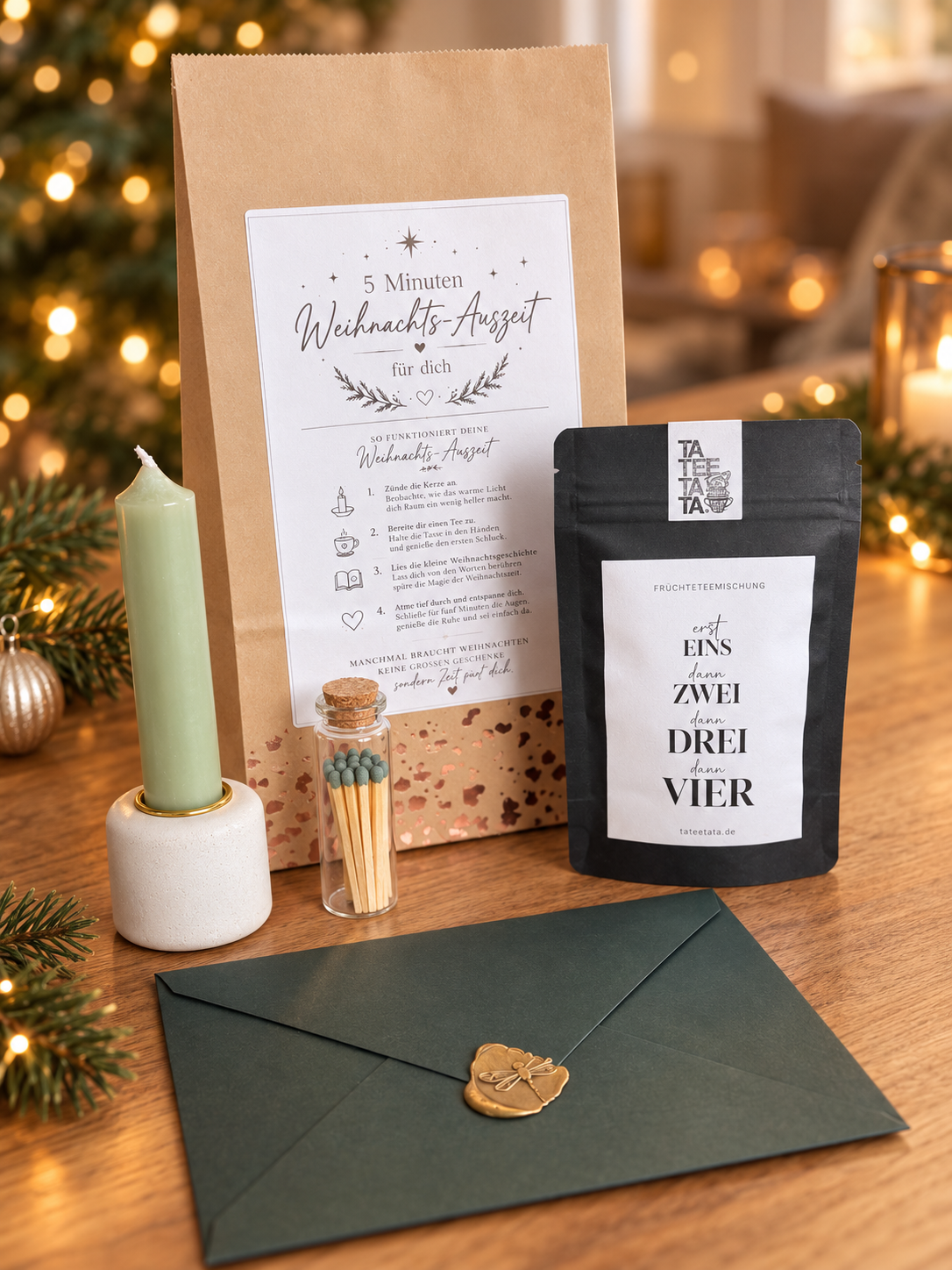 5 Minuten Weihnachts-Auszeit für dich | Geschenkset mit Kerze, Tee & Weihnachtsgeschichte