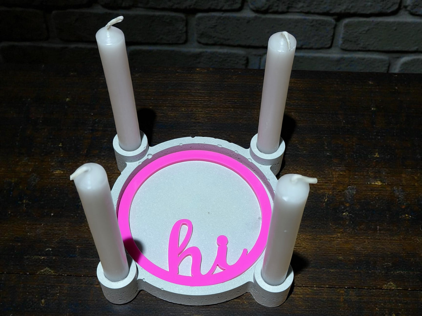 Handgefertigtes Kerzenhalter-Set mit Kerzen & austauschbarem Inlay