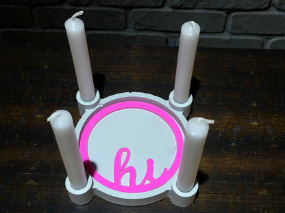 Handgefertigtes Kerzenhalter-Set mit Kerzen & austauschbarem Inlay