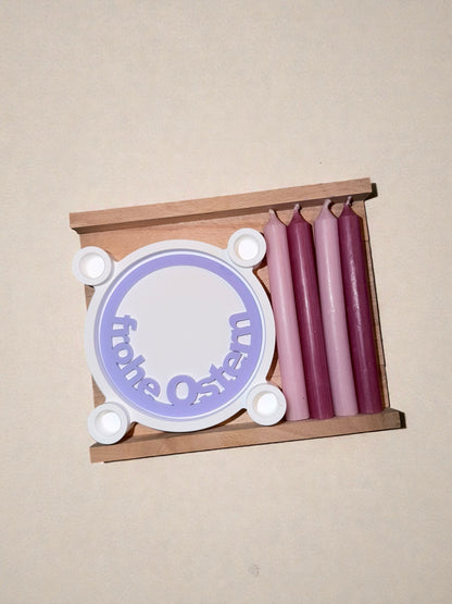 Handgefertigtes Kerzenhalter-Set mit Kerzen & Tablett aus Holz