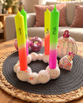 Buntes Adventsset mit 4 Kerzen