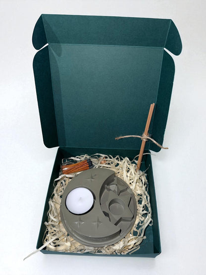 Geschenkset - Räucherstäbchenhalter- Teelichthalter - Streichhölzer- Weihnachten - Advent