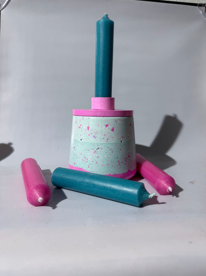 Kerzenhalter - Kerzenbehälter- Becher mit Deckel - bunt