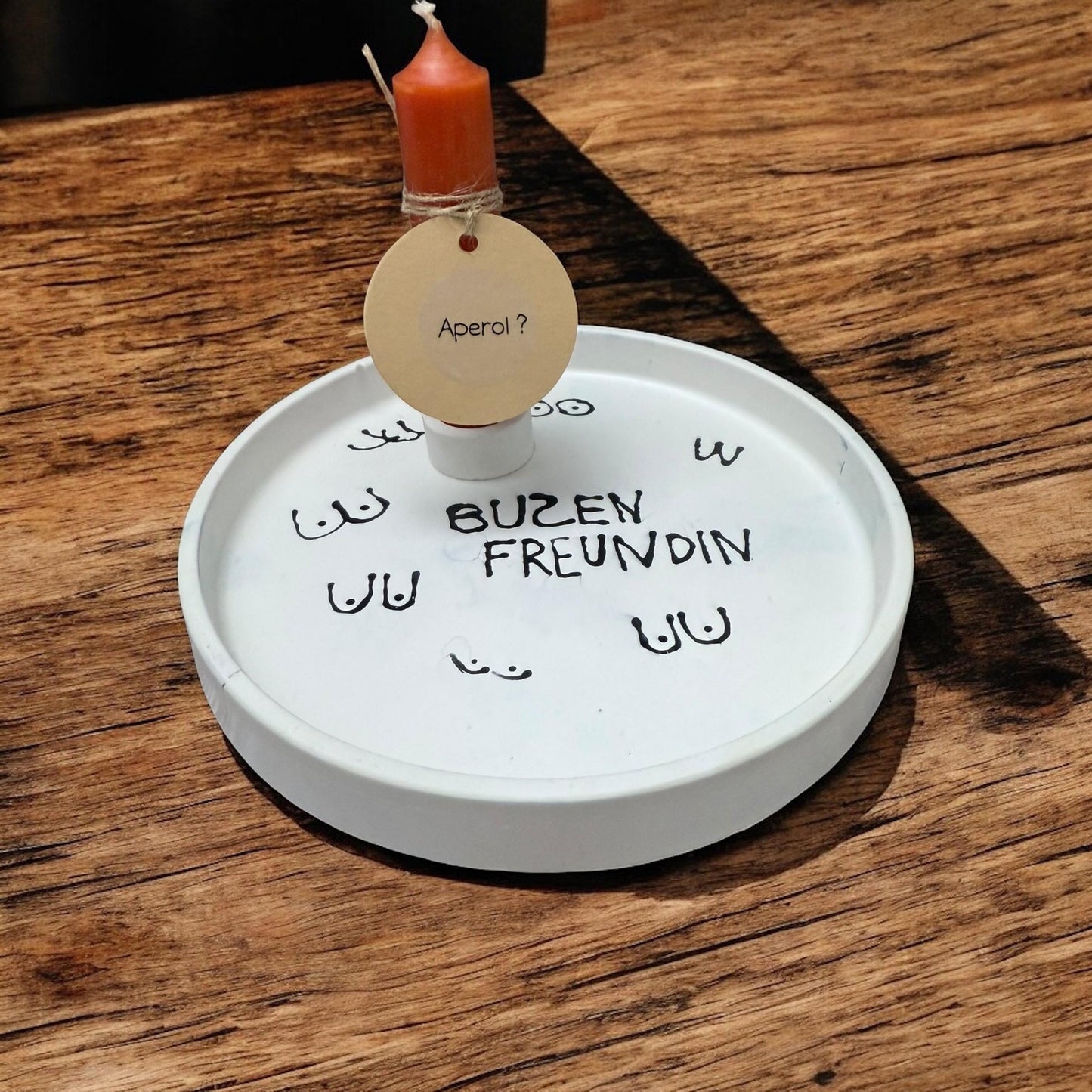 Geschenkset für die beste Freundin – Gießmasse-Teller & bunte Sprüche-Kerzen