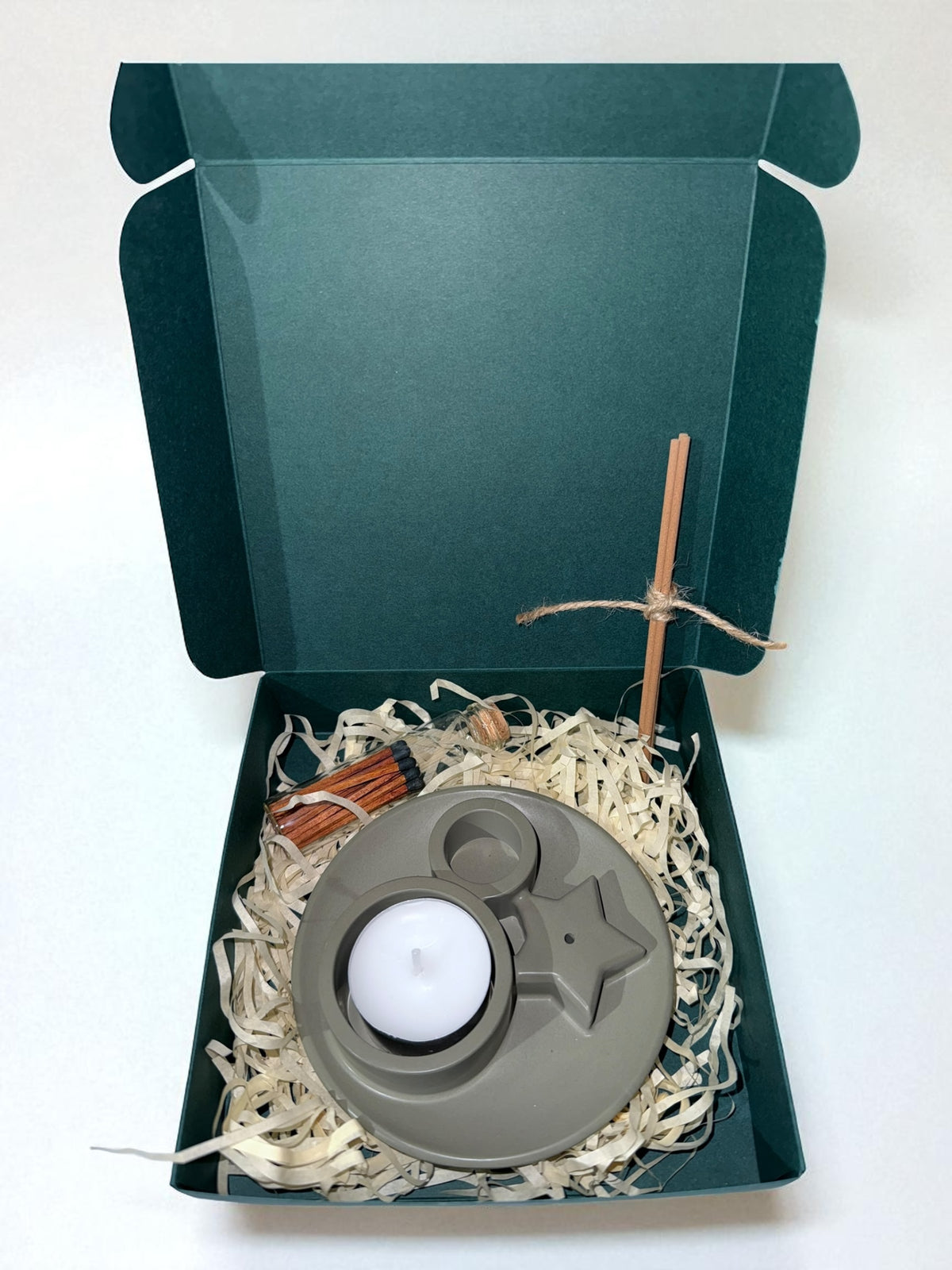 Geschenkset - Räucherstäbchenhalter- Teelichthalter - Streichhölzer- Weihnachten - Advent