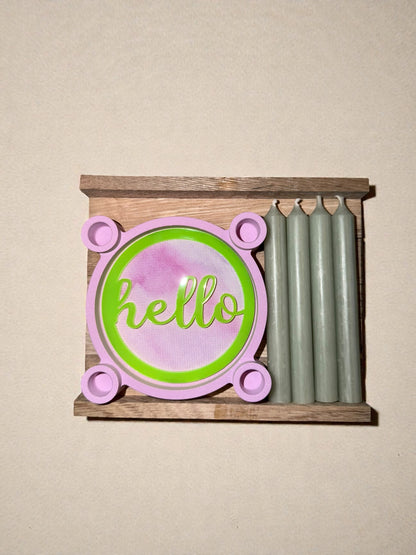 Handgefertigtes Kerzenhalter-Set mit Kerzen & Tablett aus Holz