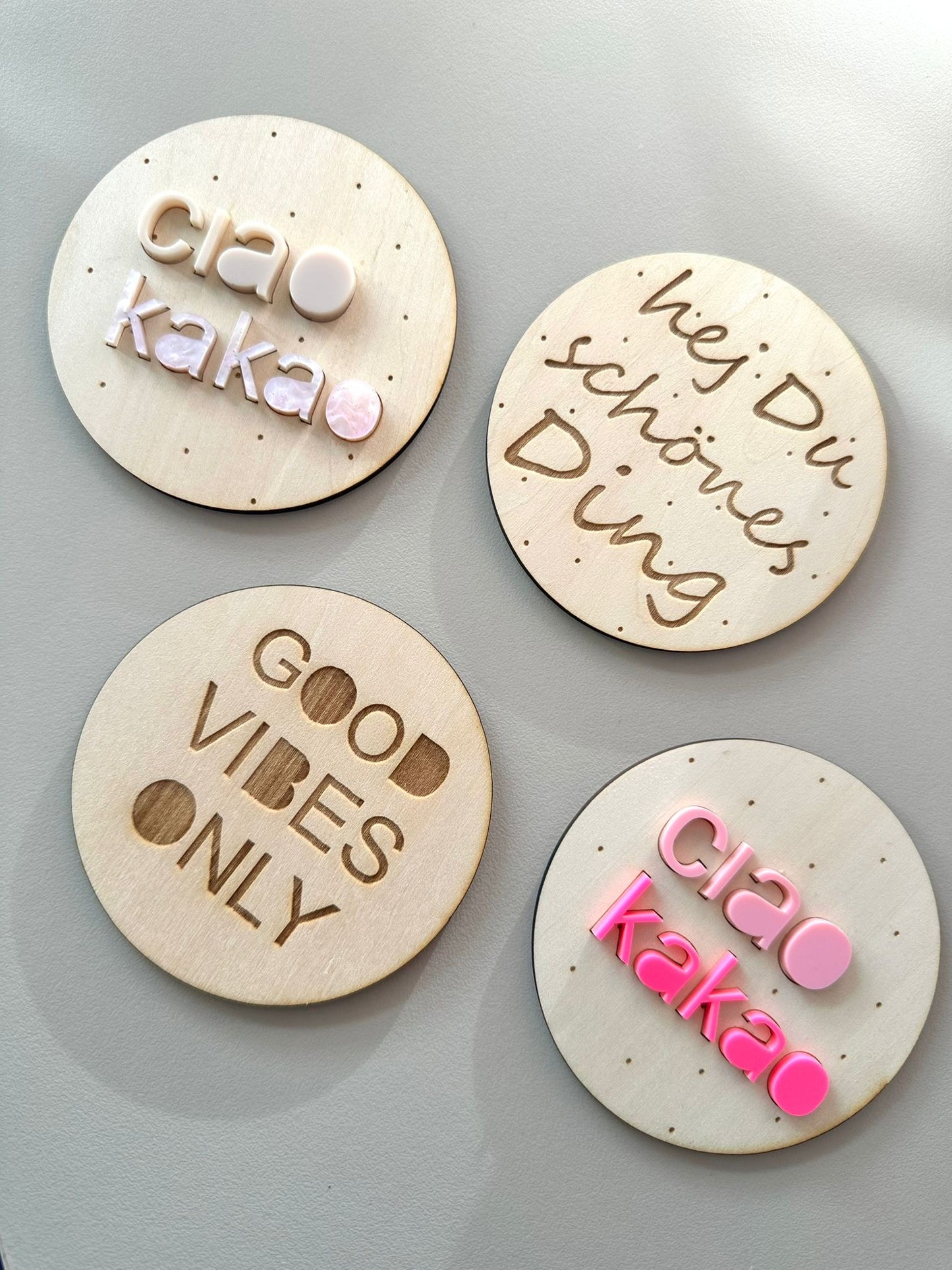 Handgefertigtes Kerzenhalter-Set mit Kerzen & austauschbarem Inlay