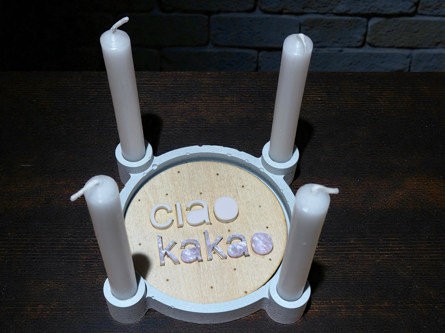 Handgefertigtes Kerzenhalter-Set mit Kerzen & austauschbarem Inlay