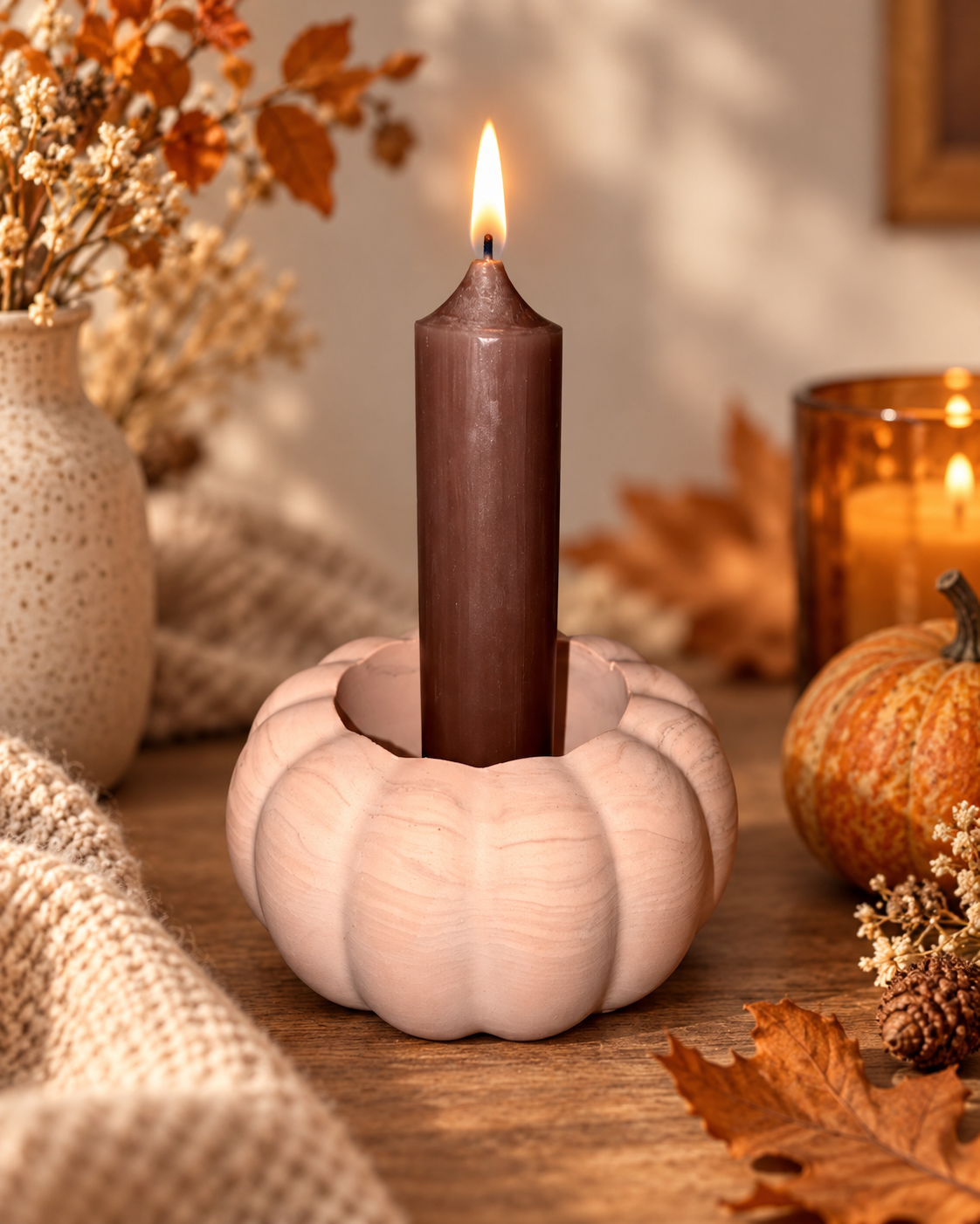 Kürbis Kerzenhalter, Pumpkin, Kürbis Deko, Kürbisse