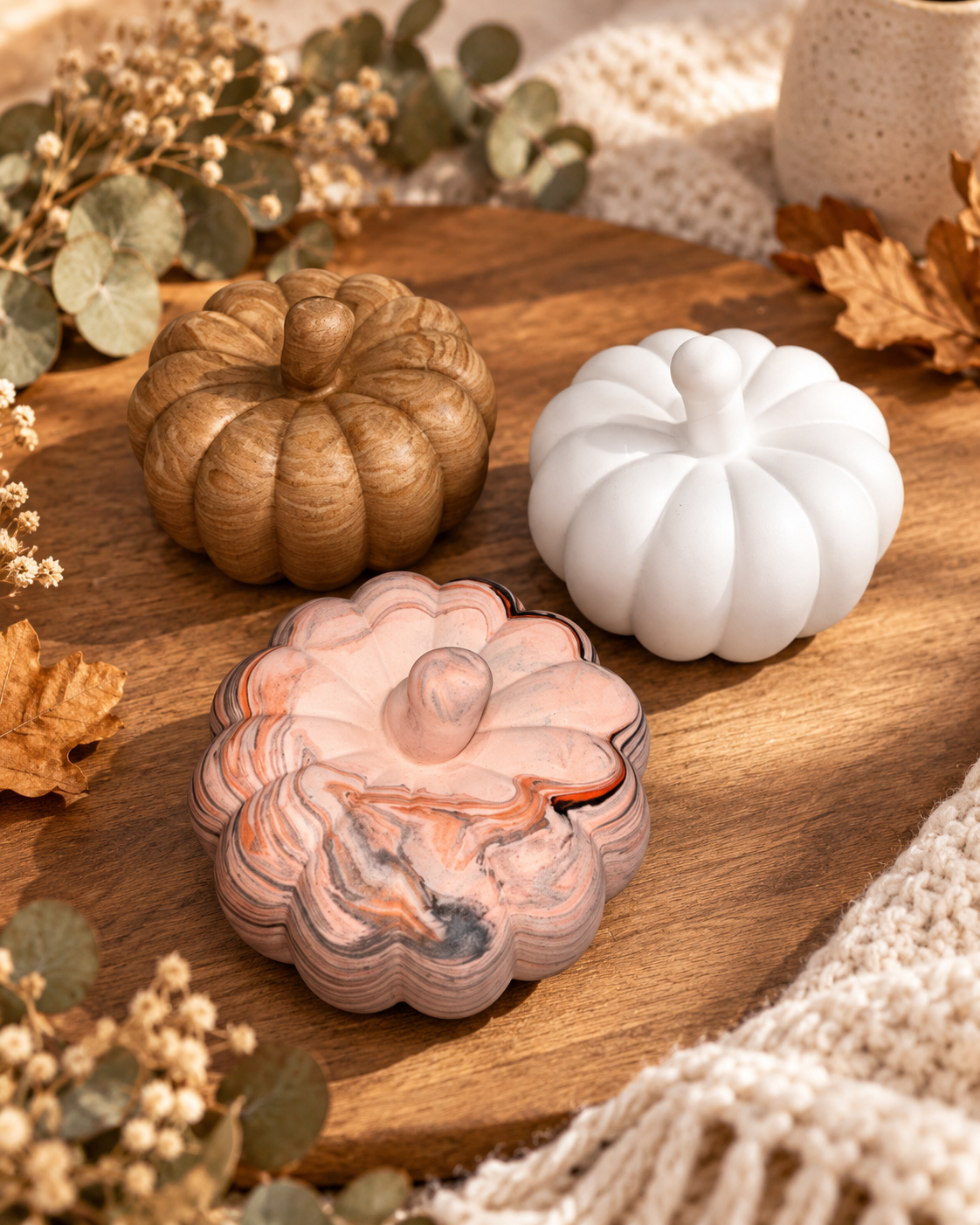 Kürbis Kerzenhalter, Pumpkin, Kürbis Deko, Kürbisse